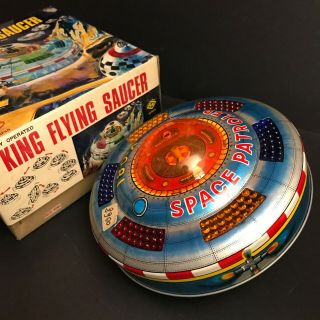 King Flying Saucer X - 081 Tin Toy Battery Operated Mib Japan