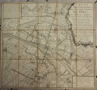 Paris France 1737 Delagrive Large Unusual Antique Copper Engraved City Map