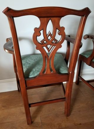 Pair Henkel Harris Solid Cherry Chippendale 101a Arm Chairs 7