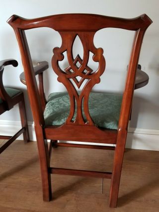 Pair Henkel Harris Solid Cherry Chippendale 101a Arm Chairs 8