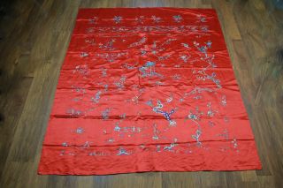 Antique 1900s Chinese silk tapestry wall hanging elaborate embroidery signed 10