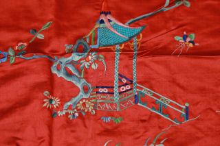 Antique 1900s Chinese silk tapestry wall hanging elaborate embroidery signed 5