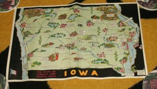 Vintage 1936 The Advertiser Press Hotel Fort Des Moines The State Of Iowa Map