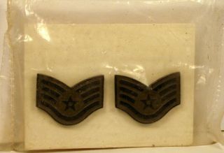Usaf Us Air Force Staff Sergeant Ssgt Rank Insignia Subdued Metal Pin Pair