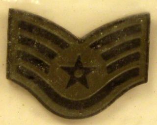 USAF US Air Force Staff Sergeant SSGT Rank Insignia Subdued Metal Pin Pair 2