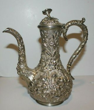 Rare S.  Kirk & Son sterling 925/1000 repousse teapot 5