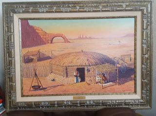 “navajo Land” – Neal Butcher Oil And Frame With Plaque - Gorgeous