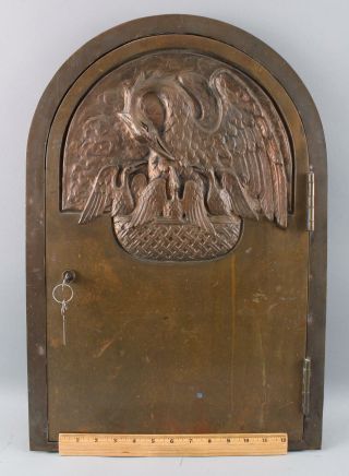 Antique Heavy Bronze Religious Reliquary Tabernacle Door Pelican Nest,  Nr