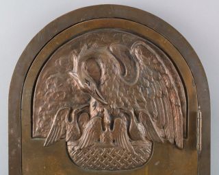 Antique Heavy Bronze Religious Reliquary Tabernacle Door Pelican Nest,  NR 3