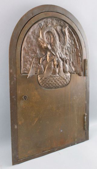 Antique Heavy Bronze Religious Reliquary Tabernacle Door Pelican Nest,  NR 4