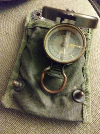 Ww2 Wwii Us Army Compass Superior Magneto Corp.  Corps Of Engineers With Pouch