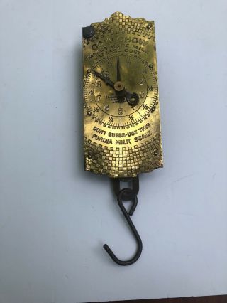 Vintage Antique Advertising Cow Chow Purina Brass Milk Scale