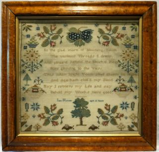 Early 19th Century Verse & Motif Sampler By Jane Holmes Aged 10 - C.  1810