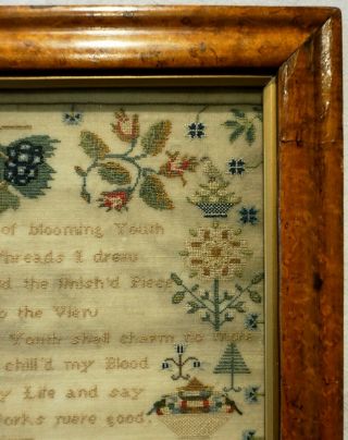 EARLY 19TH CENTURY VERSE & MOTIF SAMPLER BY JANE HOLMES AGED 10 - c.  1810 5