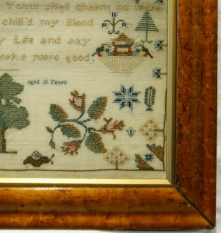 EARLY 19TH CENTURY VERSE & MOTIF SAMPLER BY JANE HOLMES AGED 10 - c.  1810 7