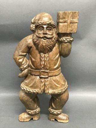 Santa Claus Papermache Mold Holding Gift