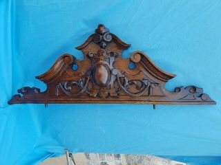 Antique French,  Large Pediment,  Architectural,  Carved Wood,  Oak,  Coat Of Arms,  19th