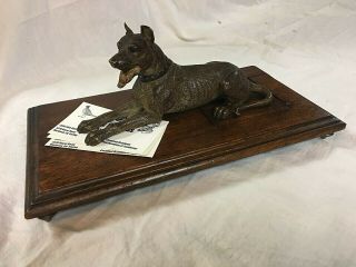Rare Antique Desk Paper Holder / Clip Great Dane Dog Cold Painted Bronze 1800s