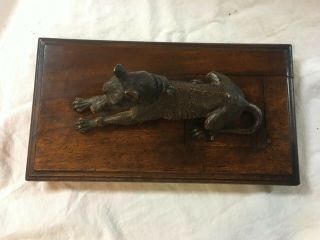 Rare Antique Desk Paper Holder / Clip Great Dane Dog Cold Painted Bronze 1800s 6
