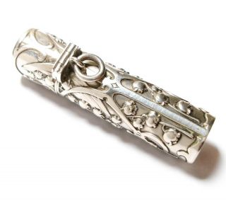 ANTIQUE ART NOUVEAU FRENCH SILVER SCENT BOTTLE PENDANT AF 3