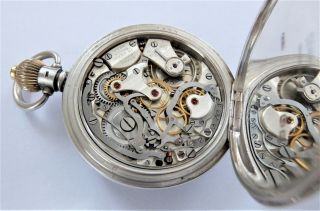 1936 SILVER CASED SWISS LEVER CHRONOGRAPH CENTRE SECOND POCKET WATCH 10