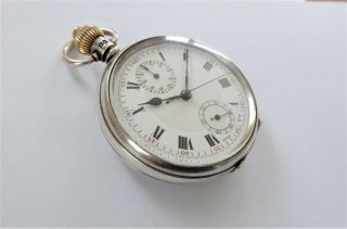 1936 SILVER CASED SWISS LEVER CHRONOGRAPH CENTRE SECOND POCKET WATCH 2