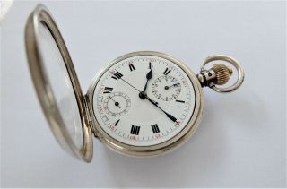 1936 SILVER CASED SWISS LEVER CHRONOGRAPH CENTRE SECOND POCKET WATCH 3