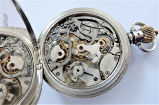 1936 SILVER CASED SWISS LEVER CHRONOGRAPH CENTRE SECOND POCKET WATCH 9