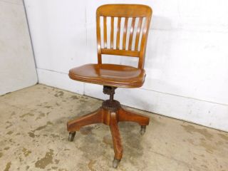 Antique Industrial Office Rolling Desk Clerk Chair Tilt Swivel Height Adjustable