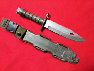 Usgi Usm9 Fighting Knife Bayonet Lancay & Us Scabbard Early 1993 Issue