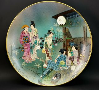 C1920,  Antique Japanese Taisho Finely Decorated Satsuma Ornamental Plate,  Signed