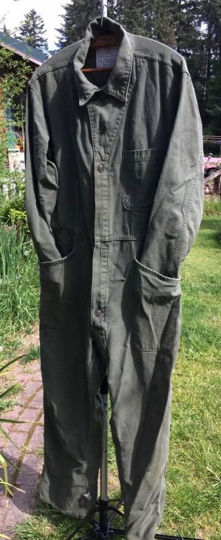 Vintage Military Mechanic Coveralls Od Sateen Type I Early Viet Nam Sz Large