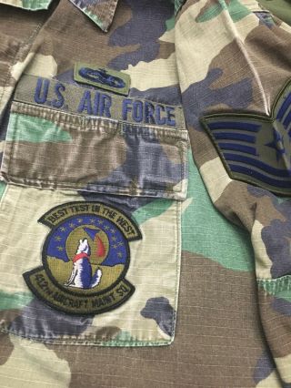 U.  S.  AIR FORCE BDU WOODLAND CAMO JACKET X - LARGE/REGULAR,  AF MATERIAL COMMAND 2