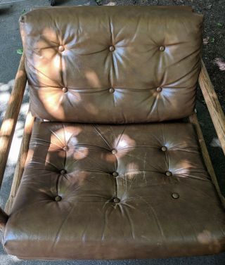 Mid Century Milo Baughman Lounge Chairs Thayer Coggin leather oak 7