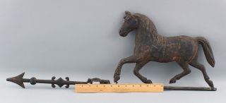 19thc Antique American Folk Art Cast Iron Arrow & Tin Horse Weathervane,  Nr