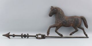 19thC Antique American Folk Art Cast Iron Arrow & Tin Horse Weathervane,  NR 2