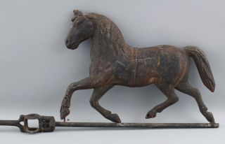 19thC Antique American Folk Art Cast Iron Arrow & Tin Horse Weathervane,  NR 3