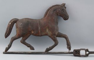 19thC Antique American Folk Art Cast Iron Arrow & Tin Horse Weathervane,  NR 8