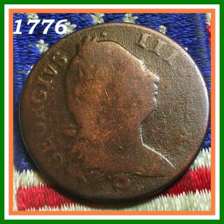 1776 George Iii Half Penny Hibernia Colonial Revolutionary War Old Redcoat Coin