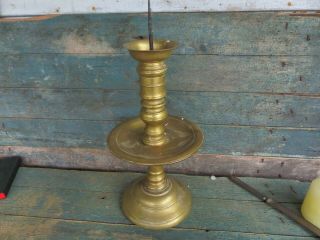 Antique Primitive 18thc Pricket Candlestick English King George Ii Solid Brass