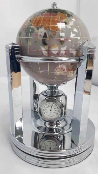 Alexander Kalifano Gemstone Rotating World Globe 2 clocks Hygrometer thermometer 2