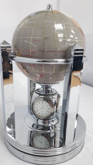 Alexander Kalifano Gemstone Rotating World Globe 2 clocks Hygrometer thermometer 3