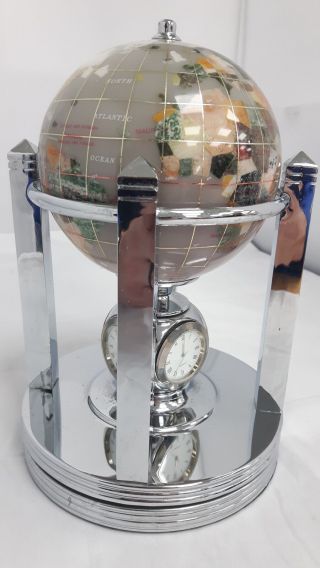 Alexander Kalifano Gemstone Rotating World Globe 2 clocks Hygrometer thermometer 4