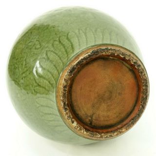 Large Chinese Green Celadon Glazed Pottery Vase with Mock Ring Handles 6