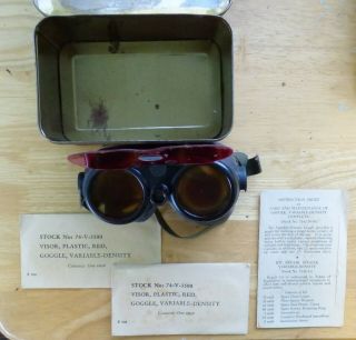 Vintage Us Military Goggle,  Variable - Density Stock 74 - G - 79 - 40
