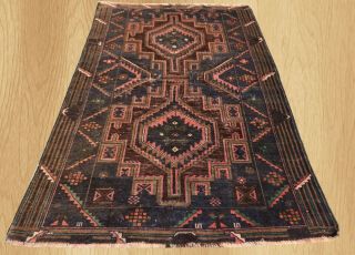 Distressed Hand Knotted Vintage Afghan Adras Khan Balouch Wool Area Rug 5 X 3 Ft