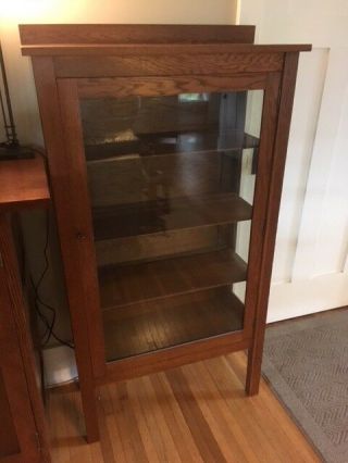 Antique Mission Oak Glass Front Cabinet