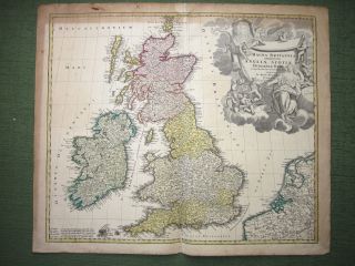 Magna Britannia Complectens Angliae,  Scotiae.  [map Of England & Scotland] Homann