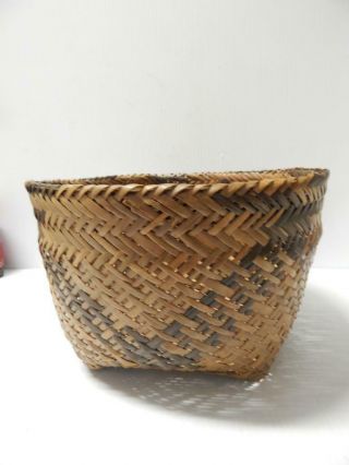 Lrg Antique / Vintage Chitimacha / Cherokee Indian Plaited River Cane Basket
