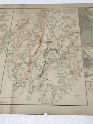 Antique Civil War Map July 1 - 3,  1863 USA Battlefield Of Gettysburg 2